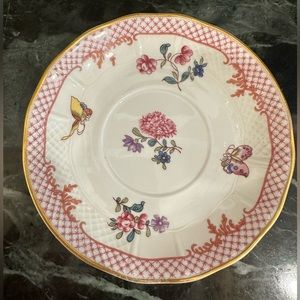 Limoges Bernardaud “Compagnie des Indes Red” pattern footed cream soup saucer